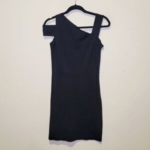 Anna Cate Black Asymmetrical Shoulder Bodycon Cocktail Dress